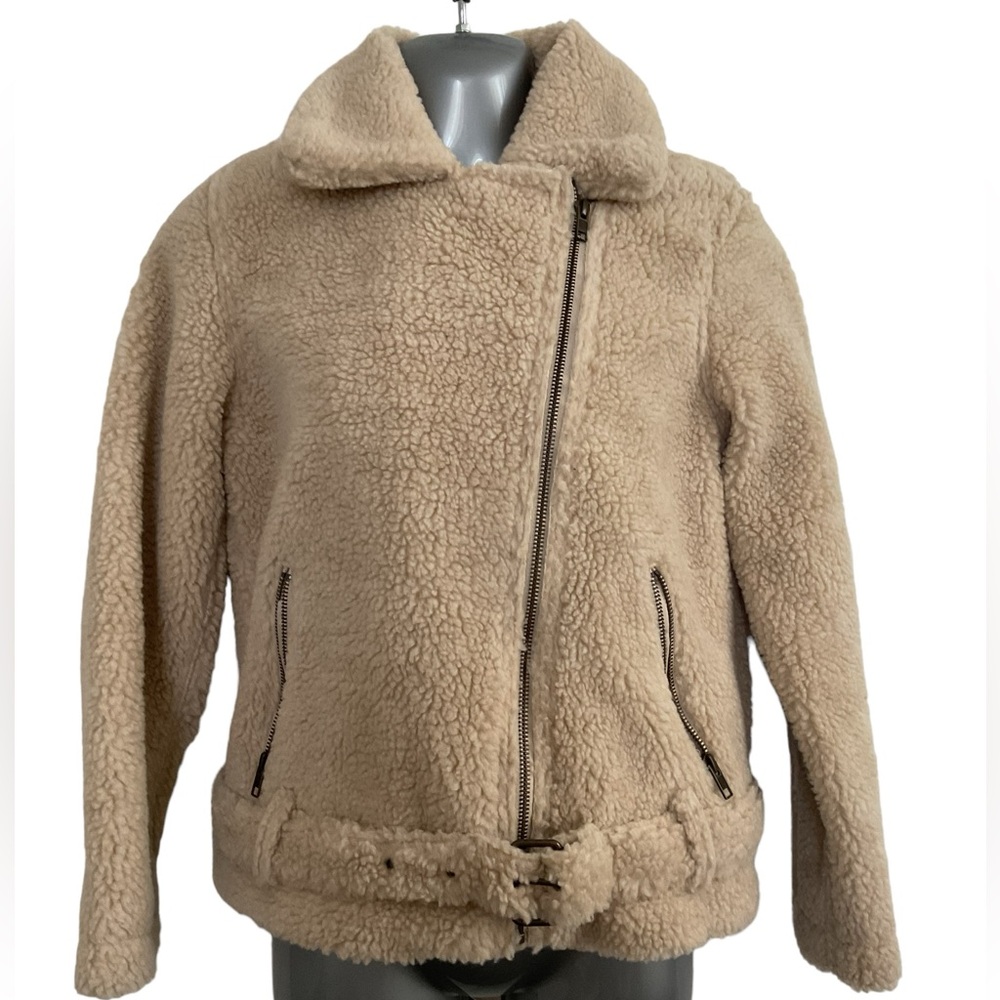 GAP Girls Sherpa biker jacket. color: ivory frost. Size XL.